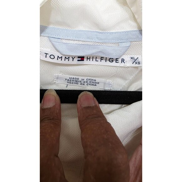 Tommy Hilfiger White Sleeveless Nylon Pullover Jacket Adjustable Drawstring XL/X - Picture 7 of 8